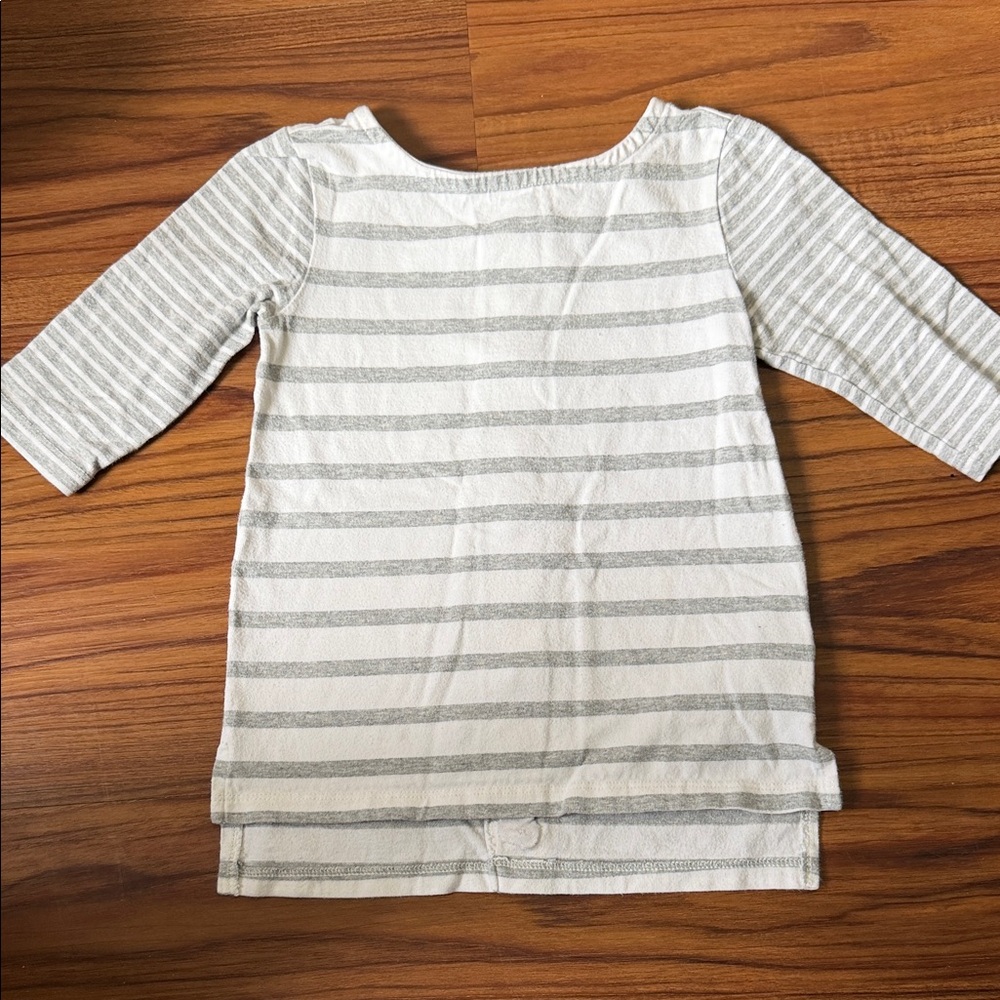 GAP Kids Gray and White Striped Long Sleeve Tee